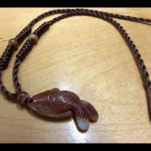 Carnelian agate fish amulet necklace